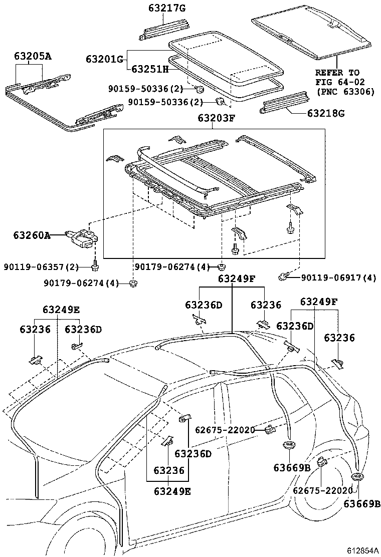 63126-12020 REINFORCEMENT, ROOF PANEL, REAR NO.2 product image