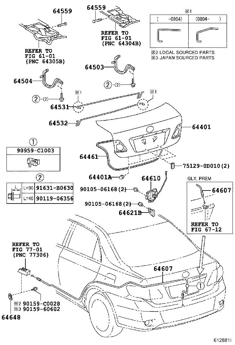 64461-02120 WEATHERSTRIP, LUGGAGE COMPARTMENT DOOR product image