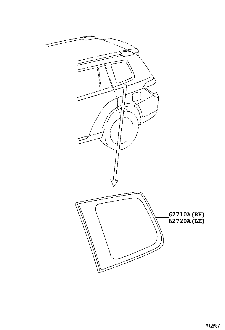 62720-48330 WINDOW ASSY, QUARTER, LH product image