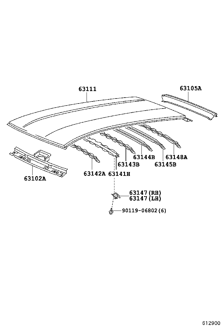 63142-52070 REINFORCEMENT, ROOF PANEL, NO.2 product image