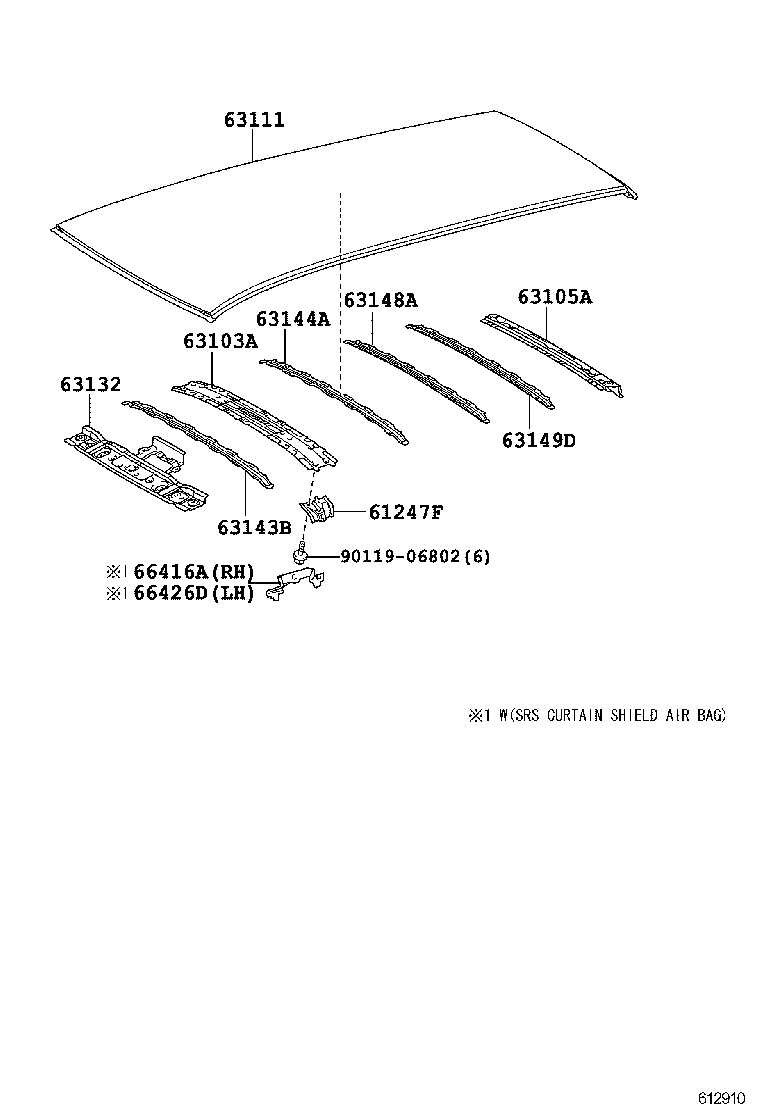 63111-13460 PANEL, ROOF product image
