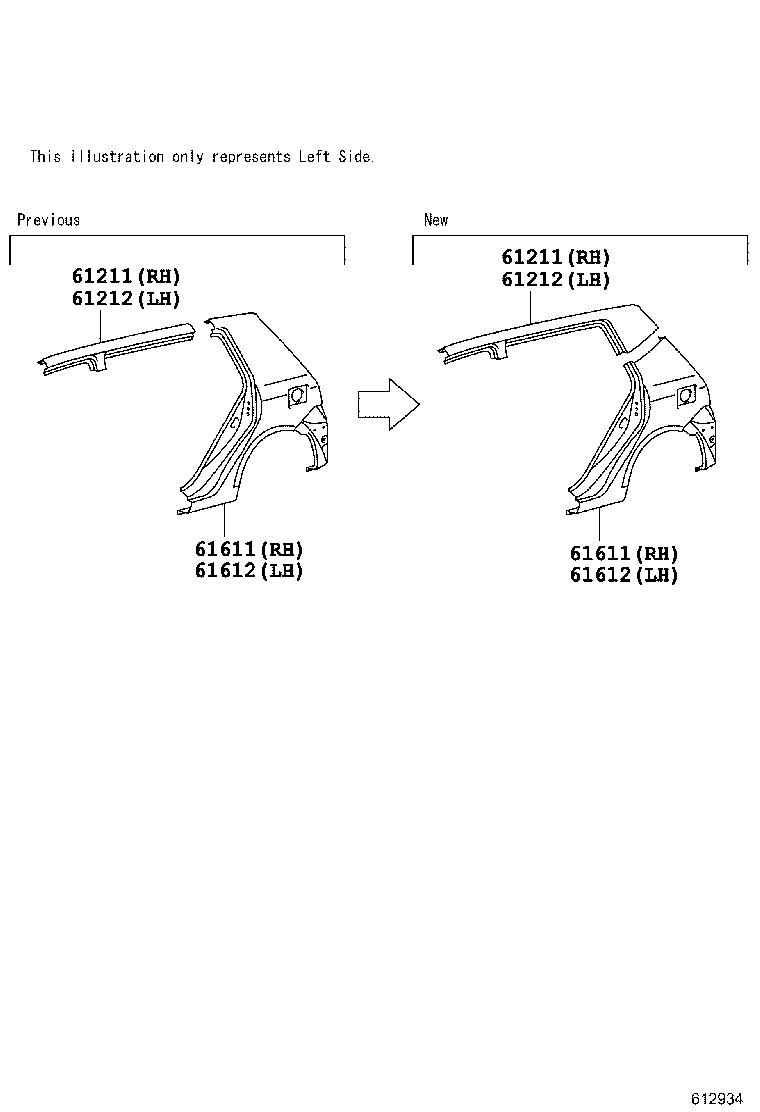61622-13060 TROUGH, BACK DOOR OPENING, LH product image