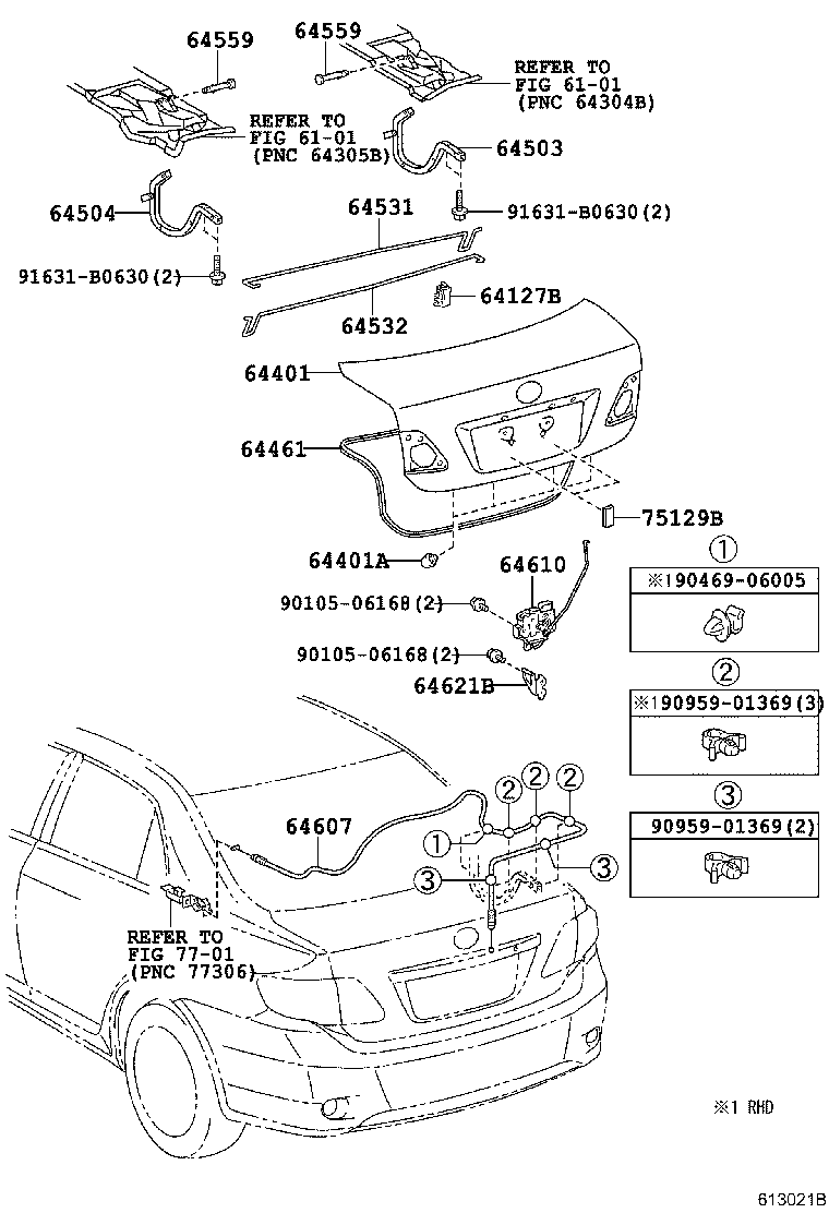 64531-12840 BAR, LUGGAGE DOOR HINGE TORSION, RH product image