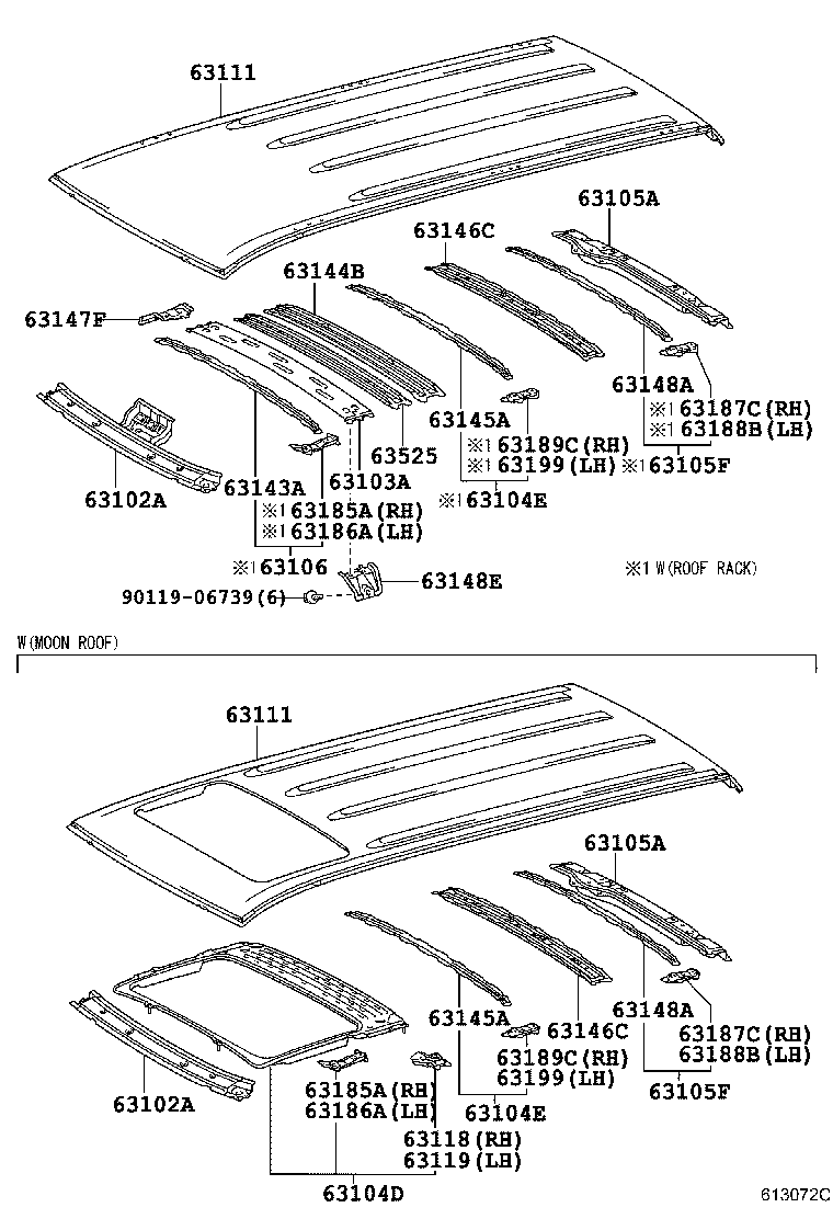 Toyota 63149-0C020 REINFORCEMENT, ROOF PANEL, NO.5
