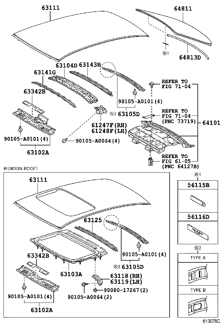 Toyota 63127-02030 REINFORCEMENT, ROOF PANEL, NO.2