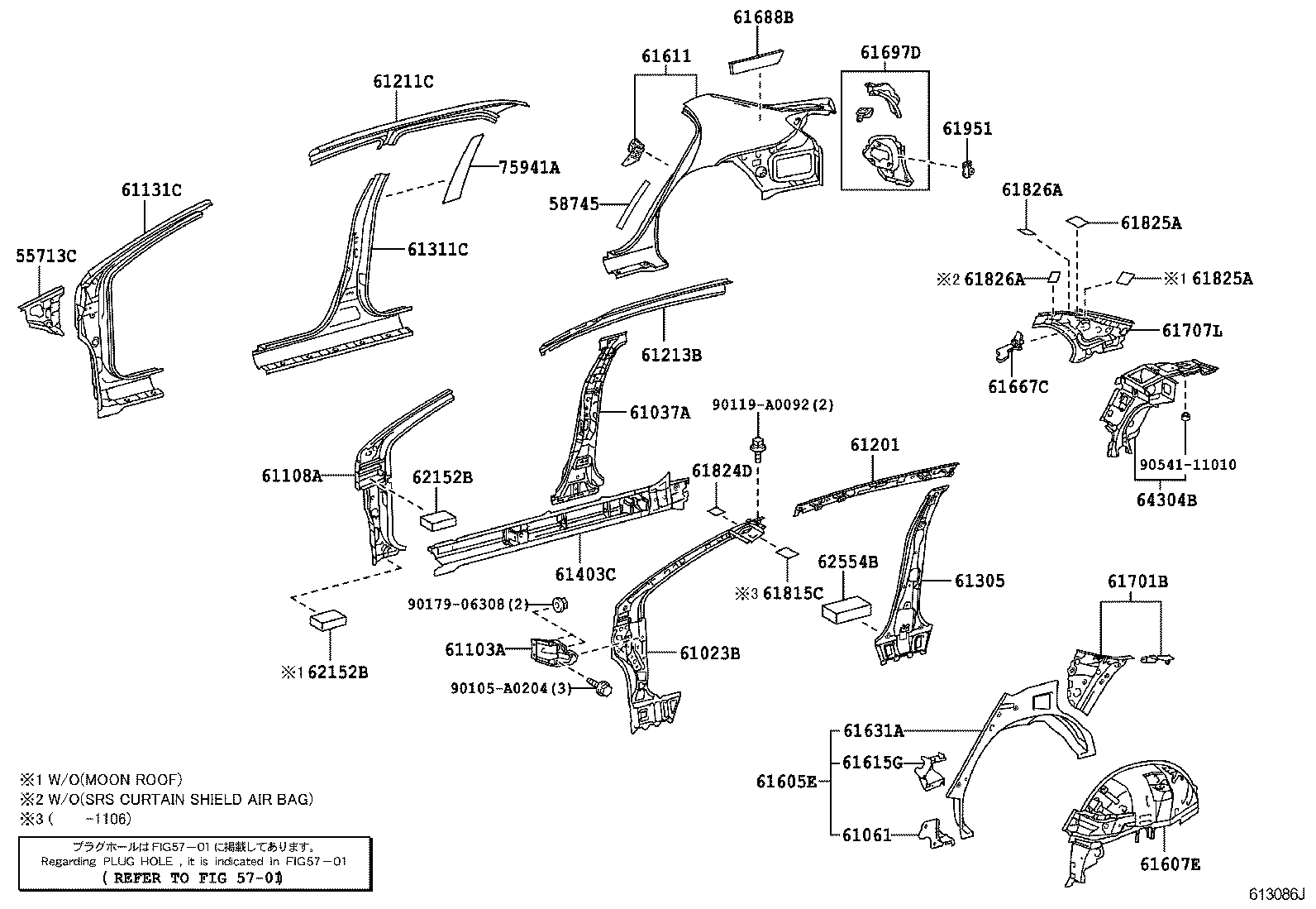 Toyota 61202-02131 RAIL SUB-ASSY, ROOF SIDE, LH