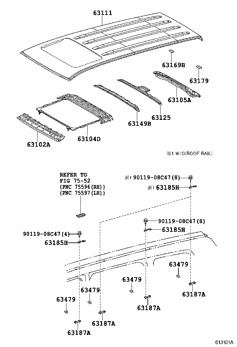 63409-60080 SUPPORT SUB-ASSY, ROOF RACK, CENTER product image