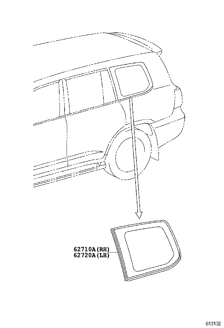 62710-60F30 WINDOW ASSY, QUARTER, RH product image