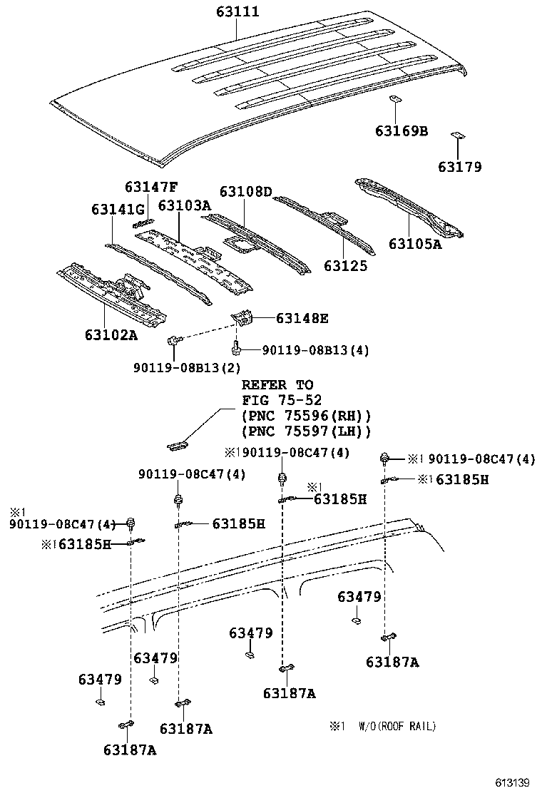 63111-60810 PANEL, ROOF product image