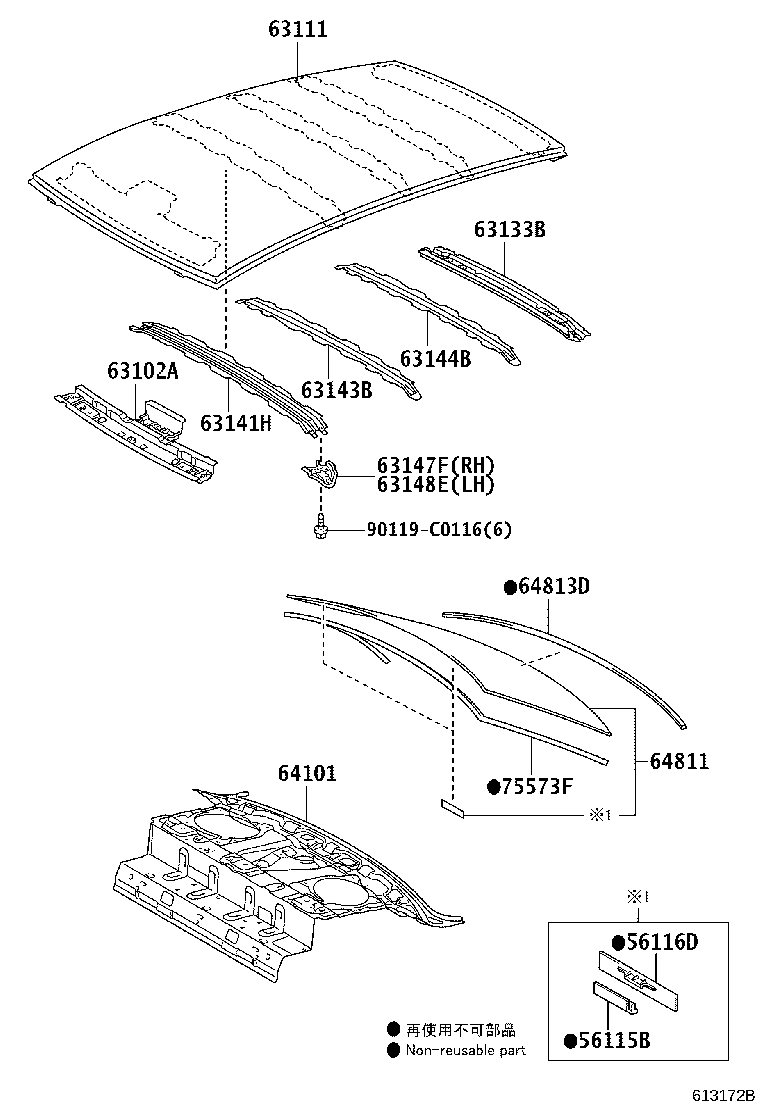 63144-0D030 REINFORCEMENT, ROOF PANEL, NO.4 product image