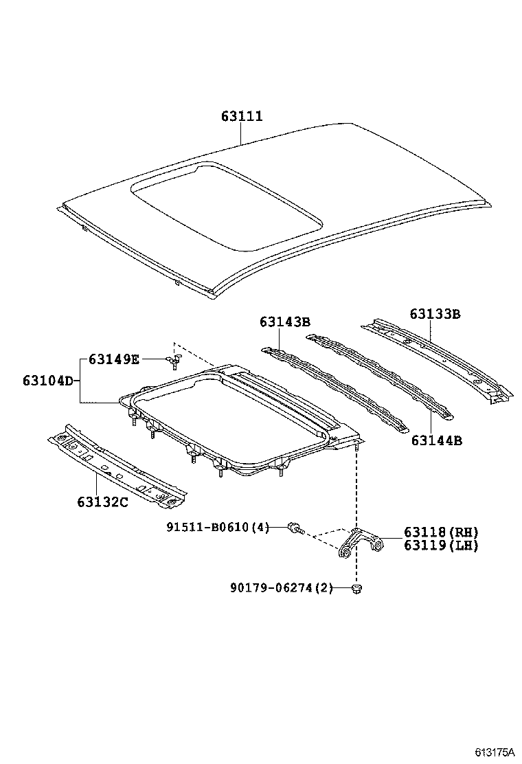63144-0D030 REINFORCEMENT, ROOF PANEL, NO.4 product image