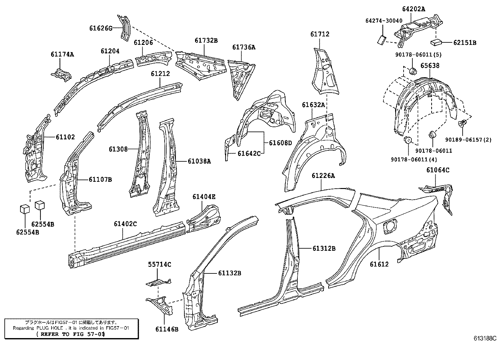 65638-30090 LINER, REAR WHEEL HOUSE, LH product image