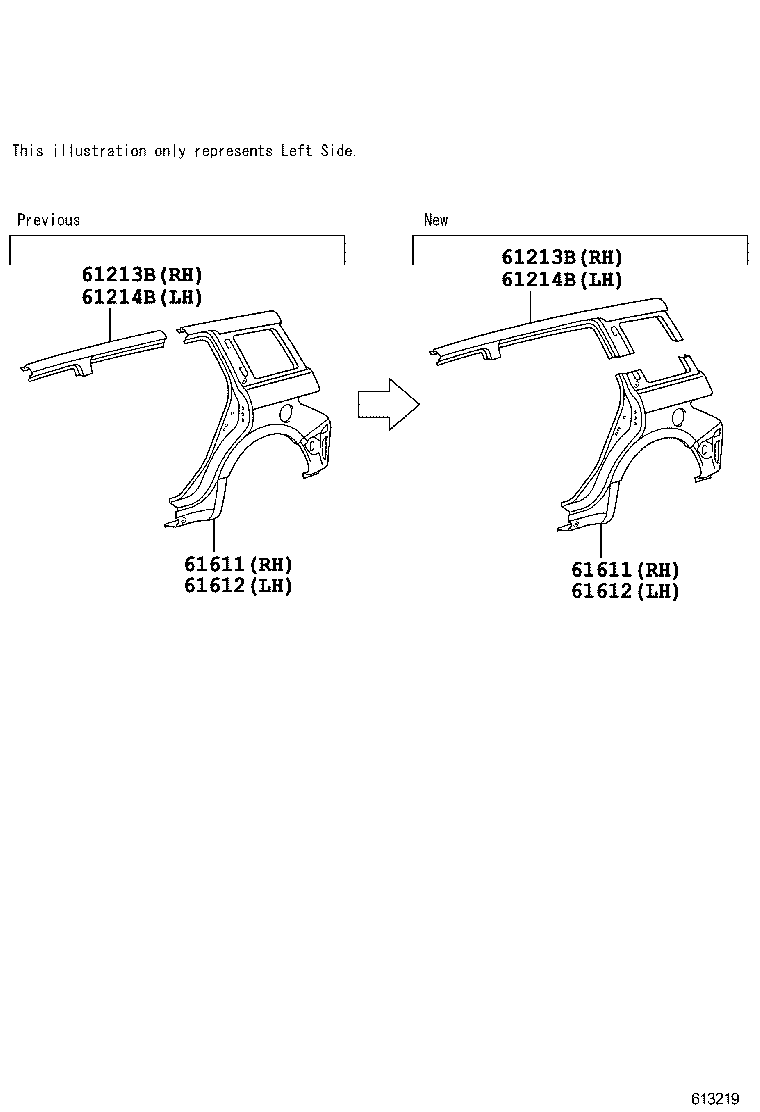 61622-52080 TROUGH, BACK DOOR OPENING, LH product image
