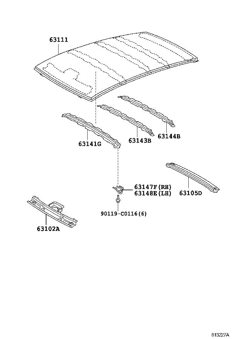 63144-0D040 REINFORCEMENT, ROOF PANEL, NO.4 product image