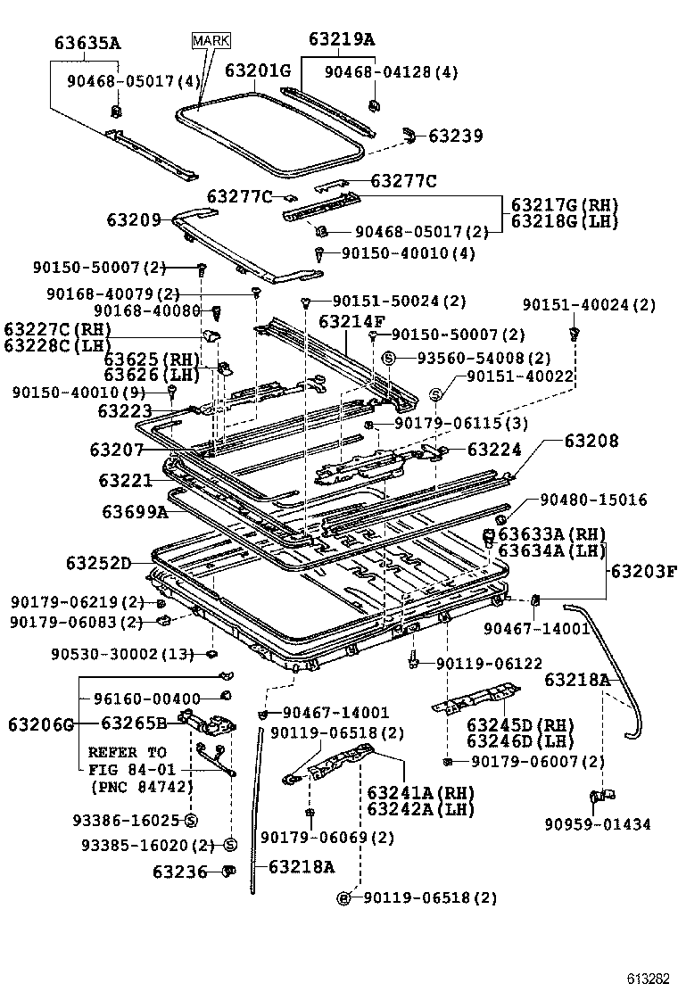 63239-33010 STOPPER, SLIDING ROOF PANEL product image