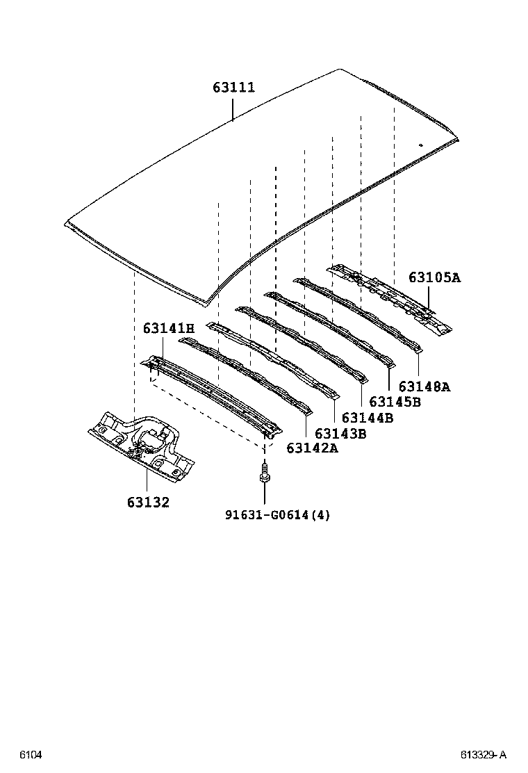 63148-B1010 REINFORCEMENT, ROOF PANEL, NO.7 product image
