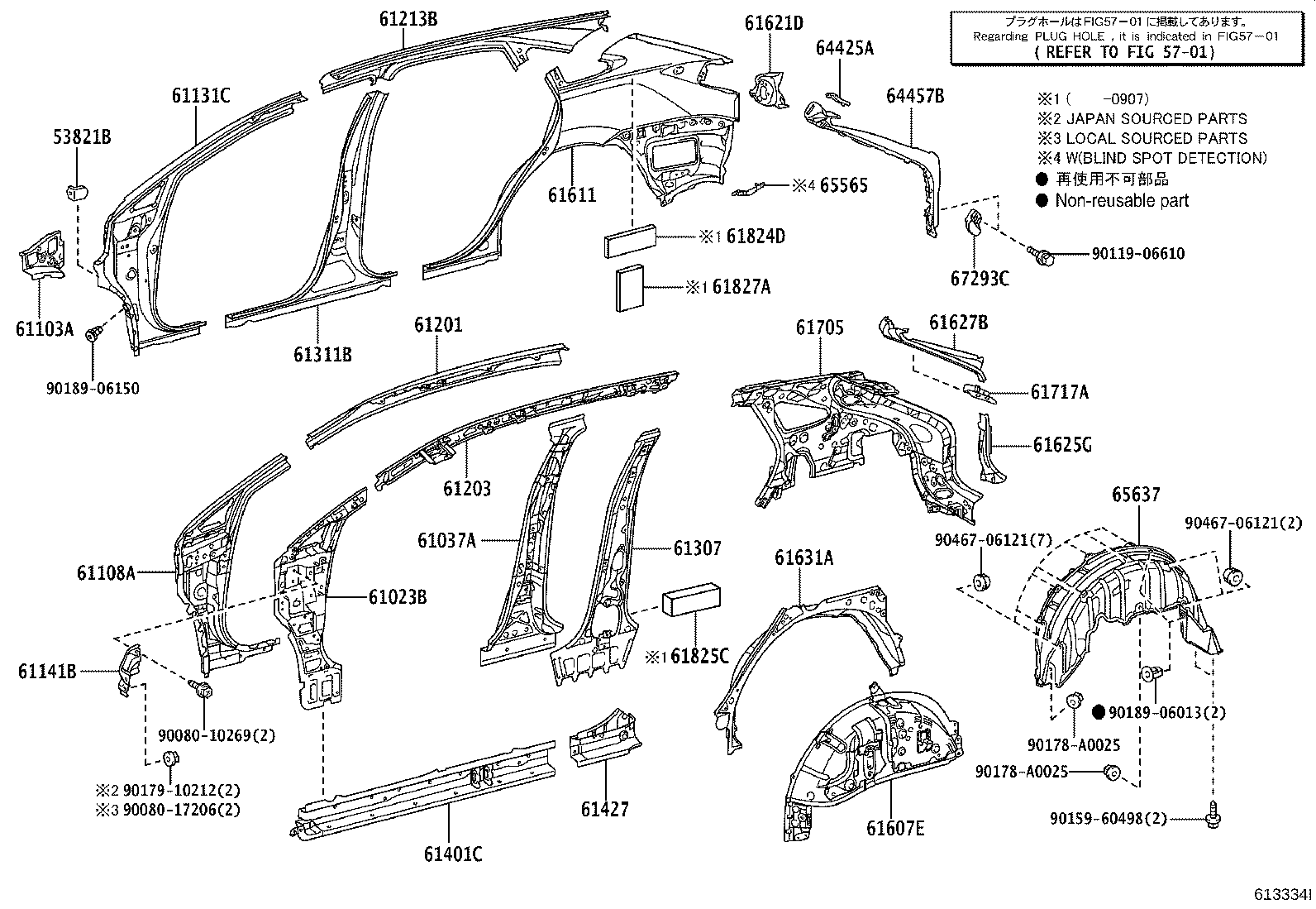 Toyota 61202-0E900 RAIL SUB-ASSY, ROOF SIDE, LH