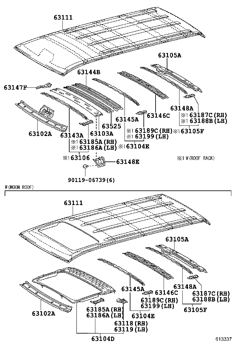 63103-0C050 REINFORCEMENT SUB-ASSY, ROOF PANEL product image
