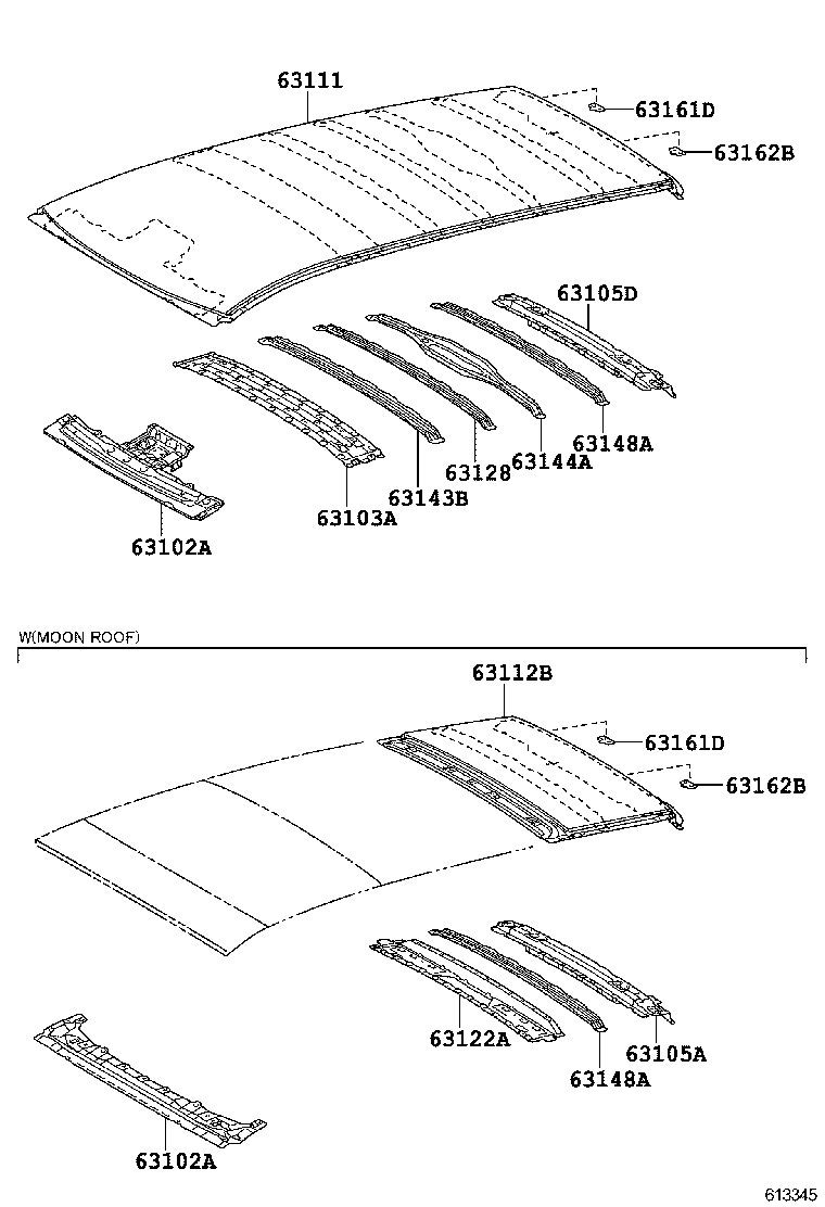 63103-0T010 REINFORCEMENT SUB-ASSY, ROOF PANEL product image