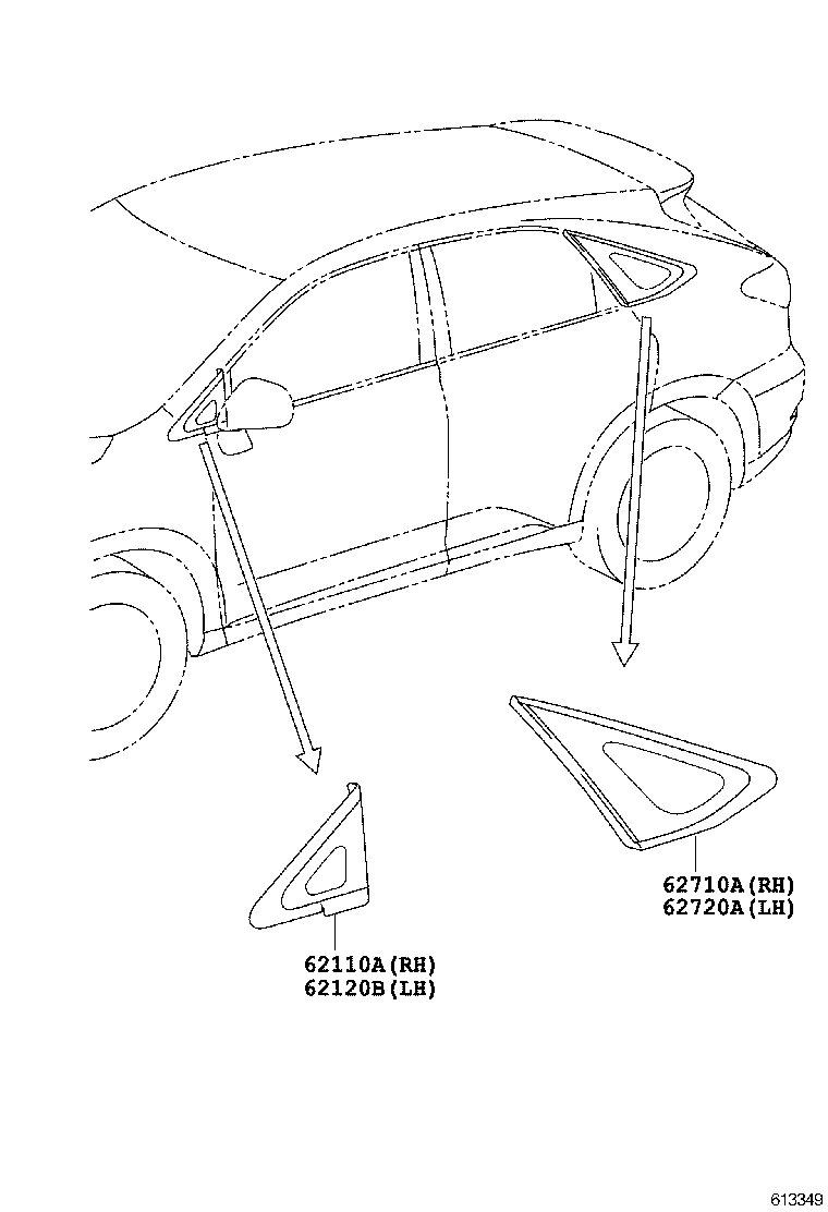 62720-48280 WINDOW ASSY, QUARTER, LH product image