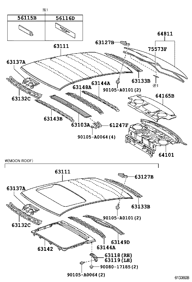 Toyota 63142-06040 REINFORCEMENT, ROOF PANEL, NO.2