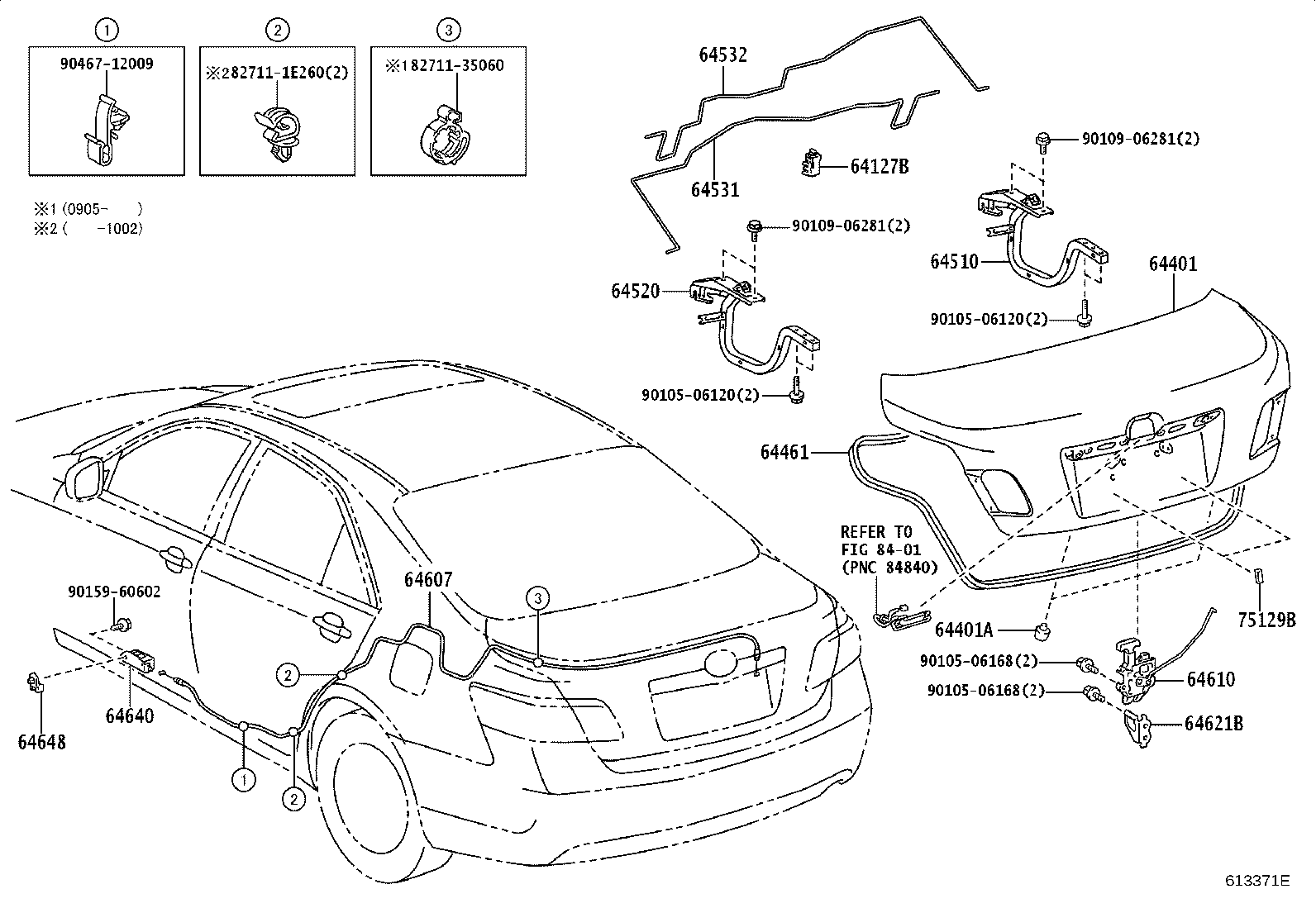 Toyota 64607-33160 CABLE SUB-ASSY, LUGGAGE DOOR LOCK CONTROL