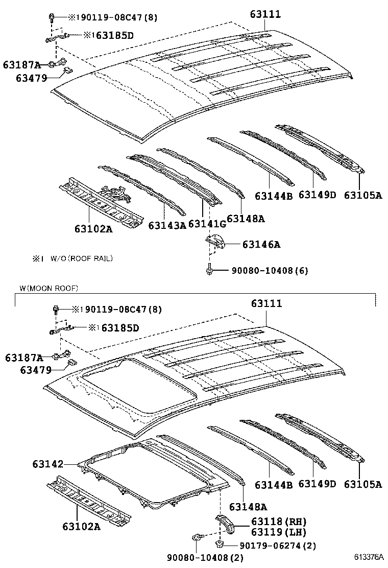 Toyota 63148-0R010 REINFORCEMENT, ROOF PANEL, NO.7