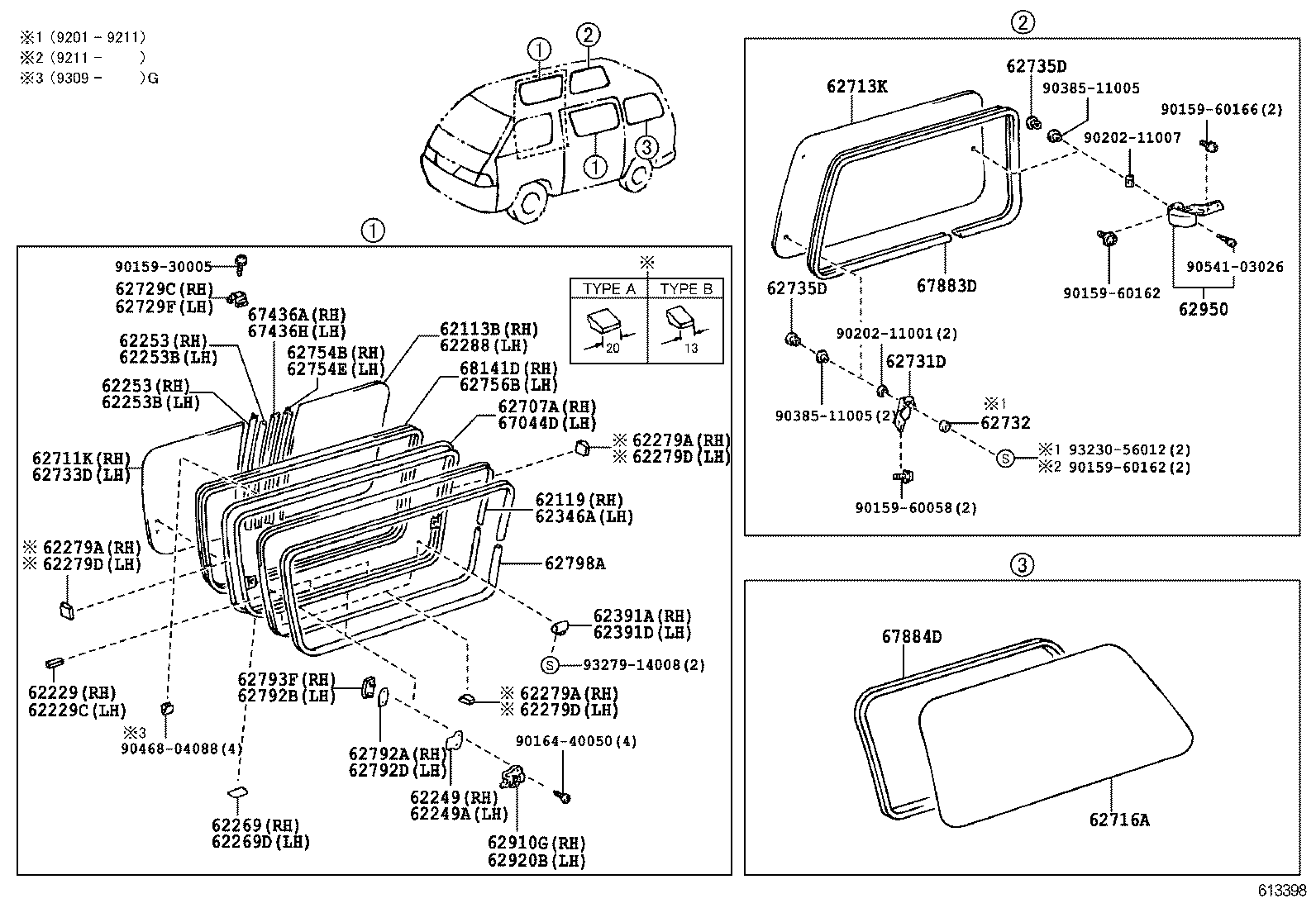 62740-28580 WINDOW ASSY, SIDE, REAR LH product image