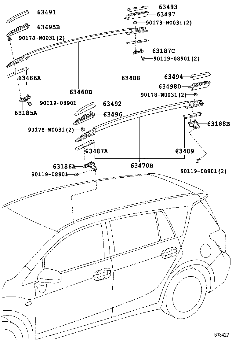 63111-0F100 PANEL, ROOF product image