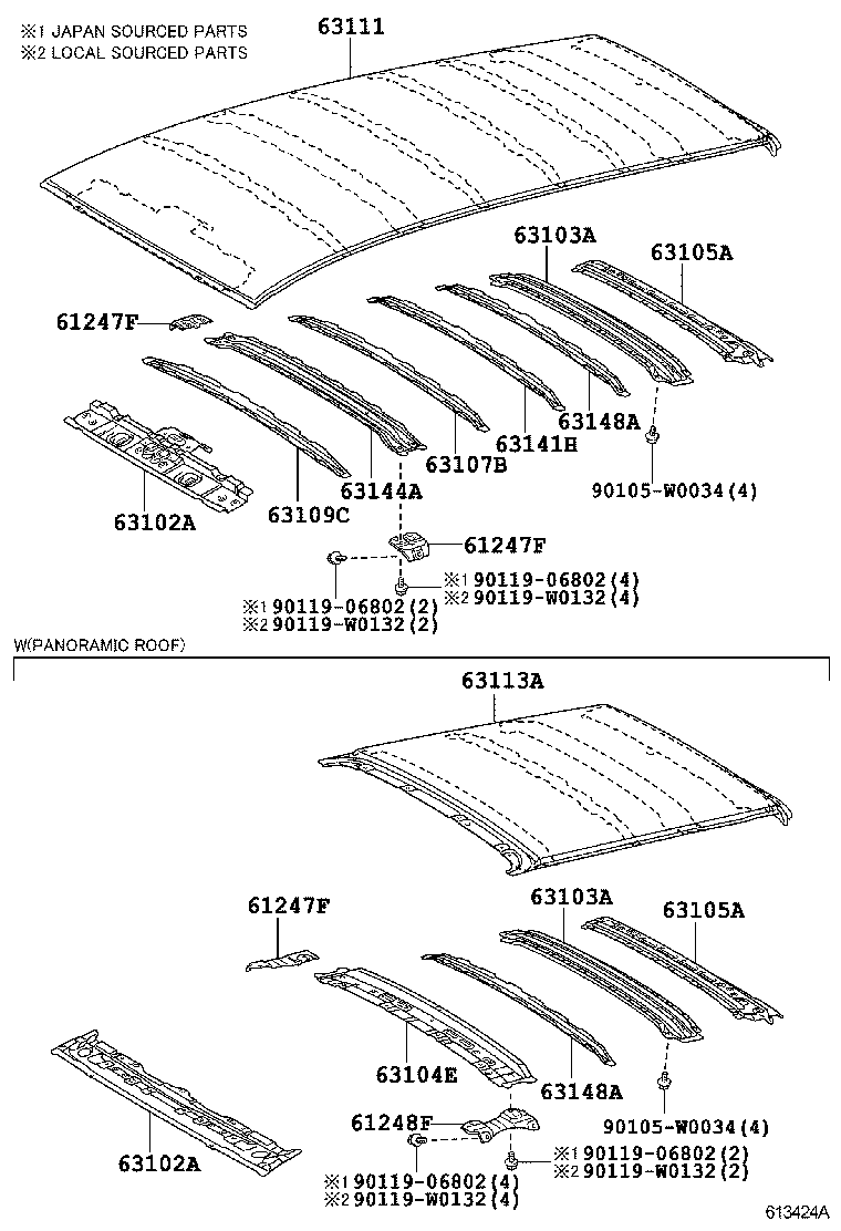 63111-0F100 PANEL, ROOF product image