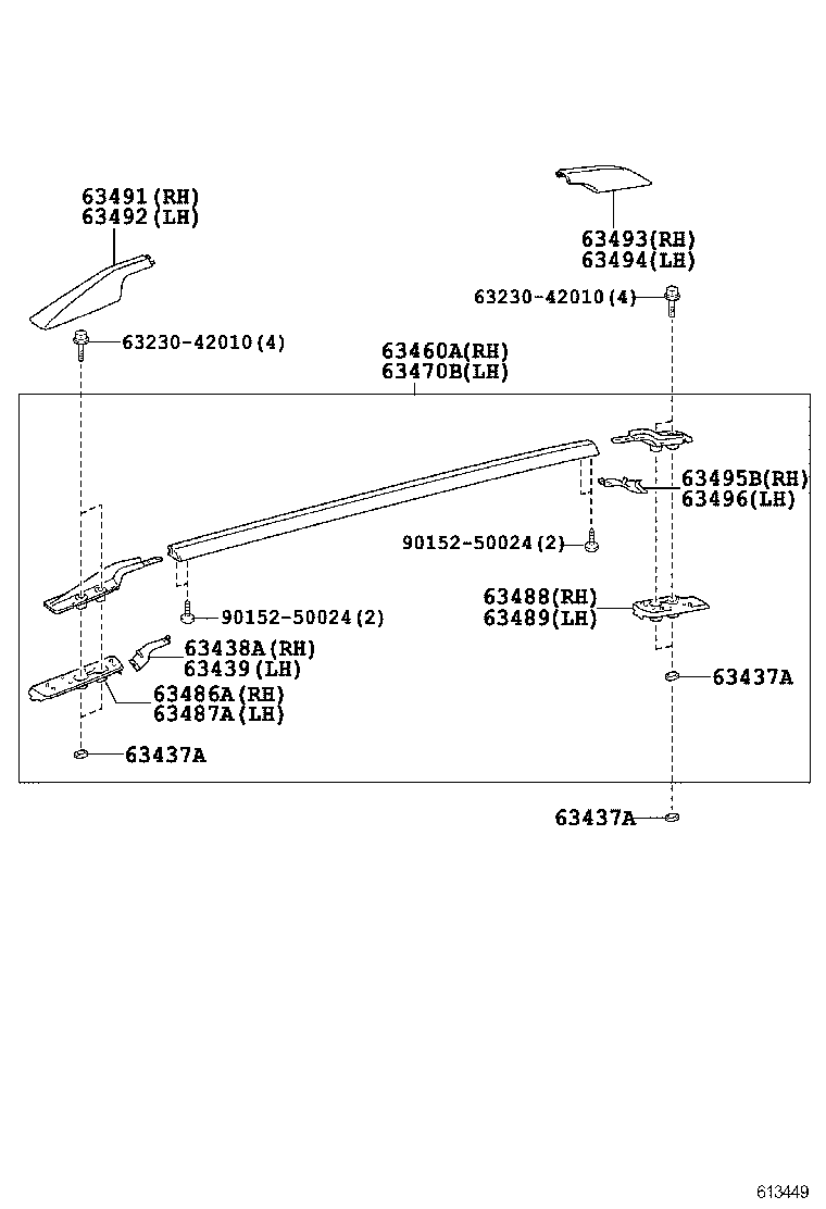63118-0R020 SUPPORT, ROOF PANEL, RH product image