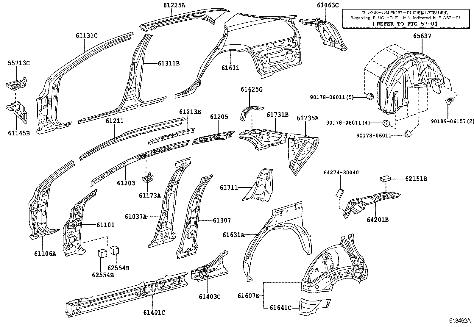 61402-30901 PANEL SUB-ASSY, ROCKER, OUTER LH product image