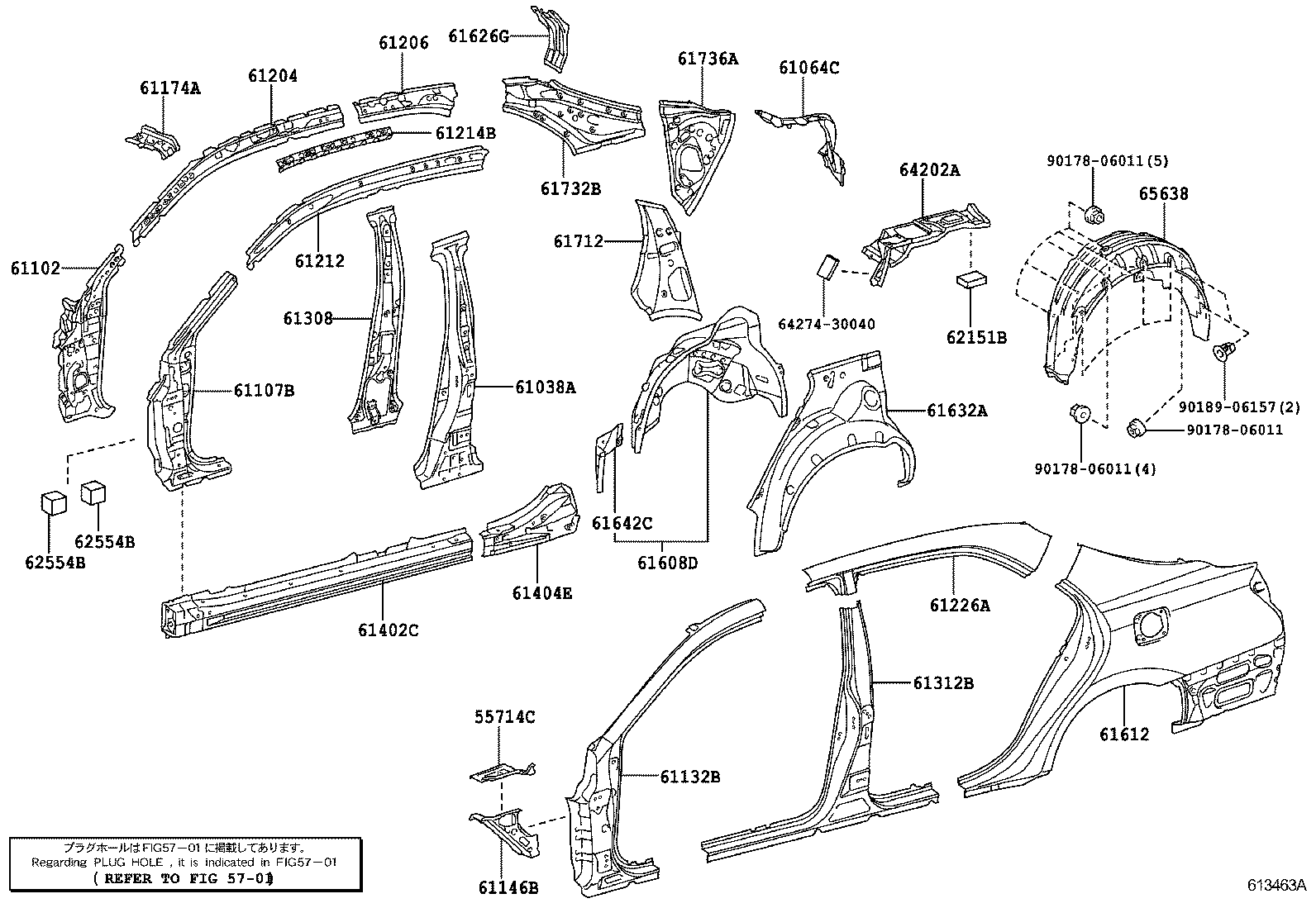 61402-30901 PANEL SUB-ASSY, ROCKER, OUTER LH product image