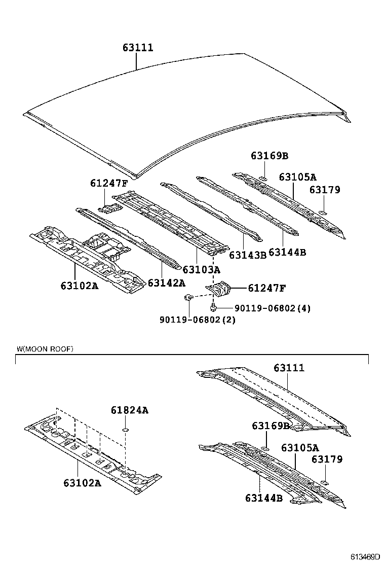 Toyota 63201-47021 GLASS SUB-ASSY, SLIDING ROOF