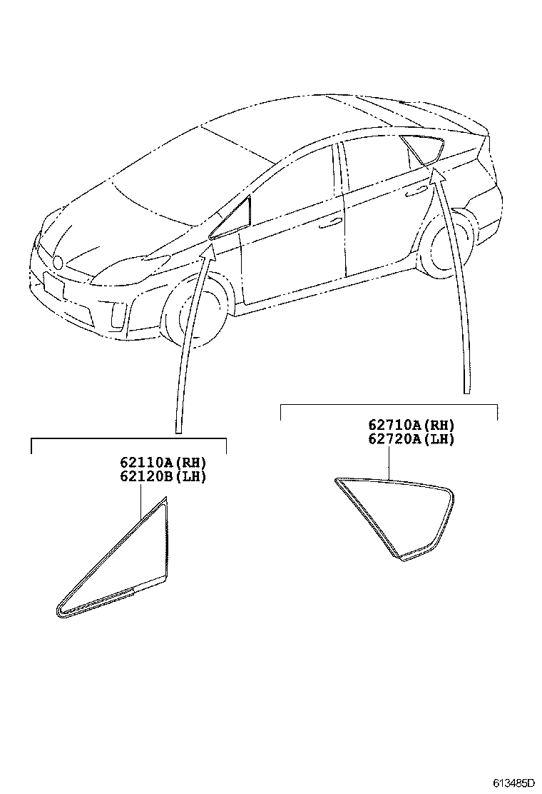 Toyota 62720-47031 WINDOW ASSY, QUARTER, LH