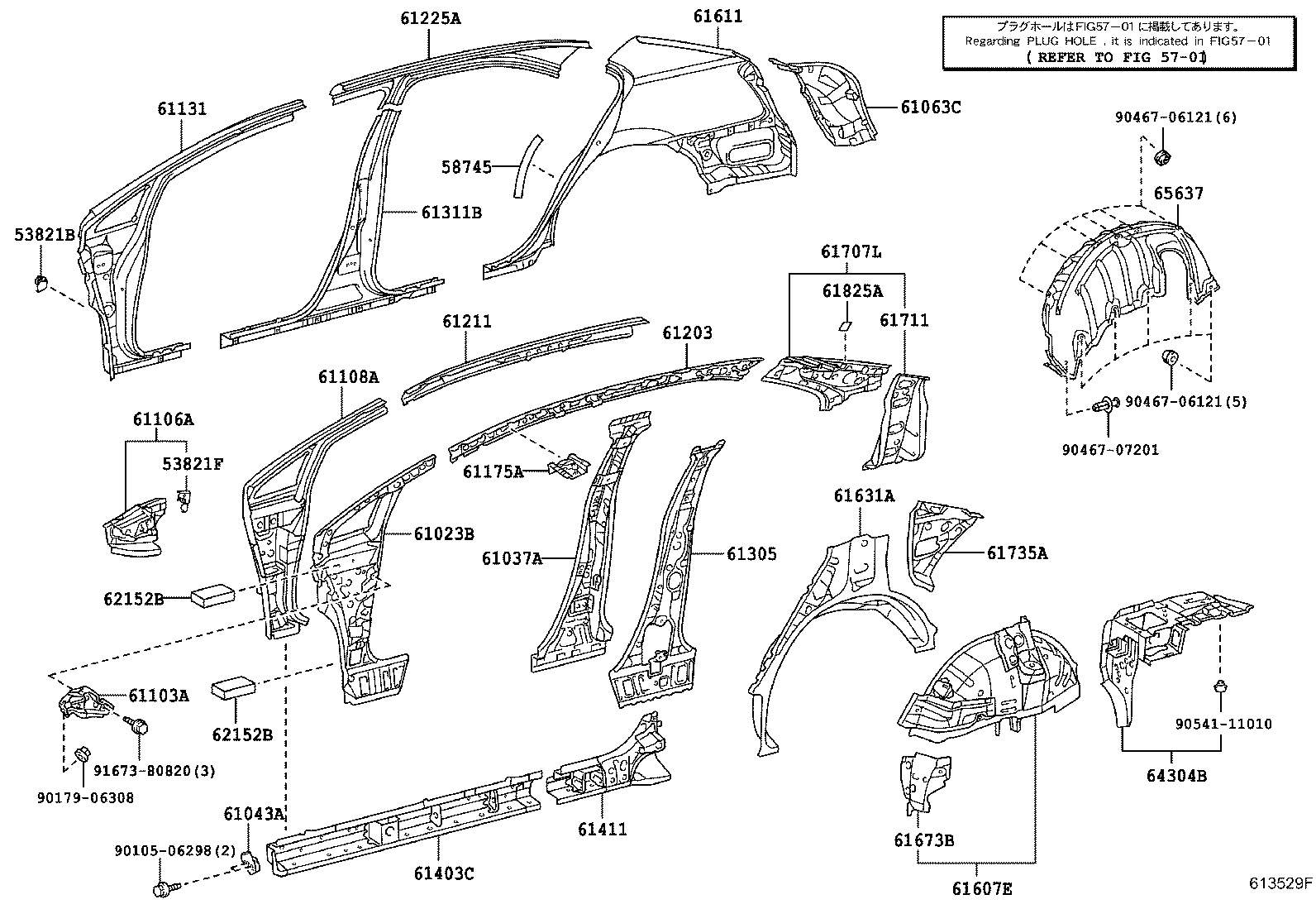 Toyota 61612-75020 PANEL, QUARTER, LH