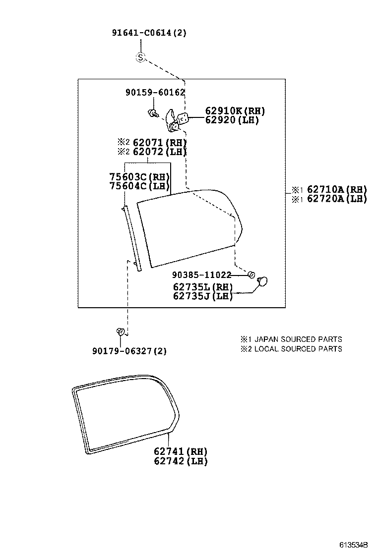 62071-0G020 GLASS SUB-ASSY, QUARTER, RH product image