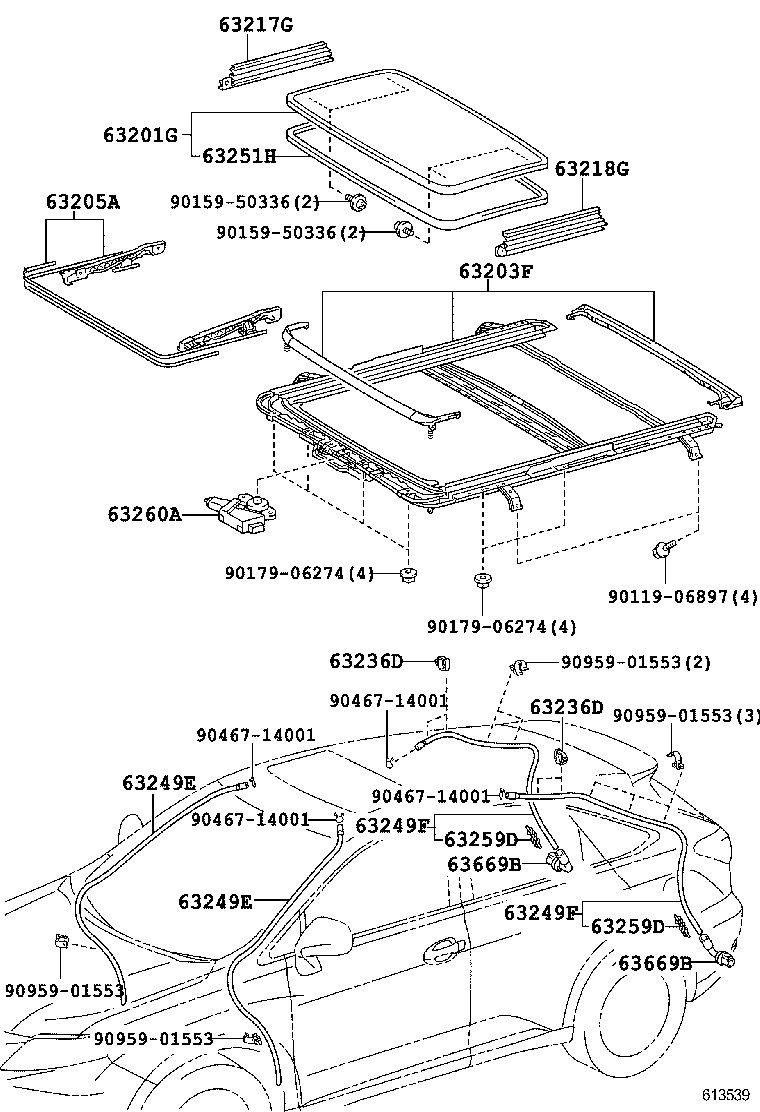 63203-48140 HOUSING SUB-ASSY, SLIDING ROOF product image