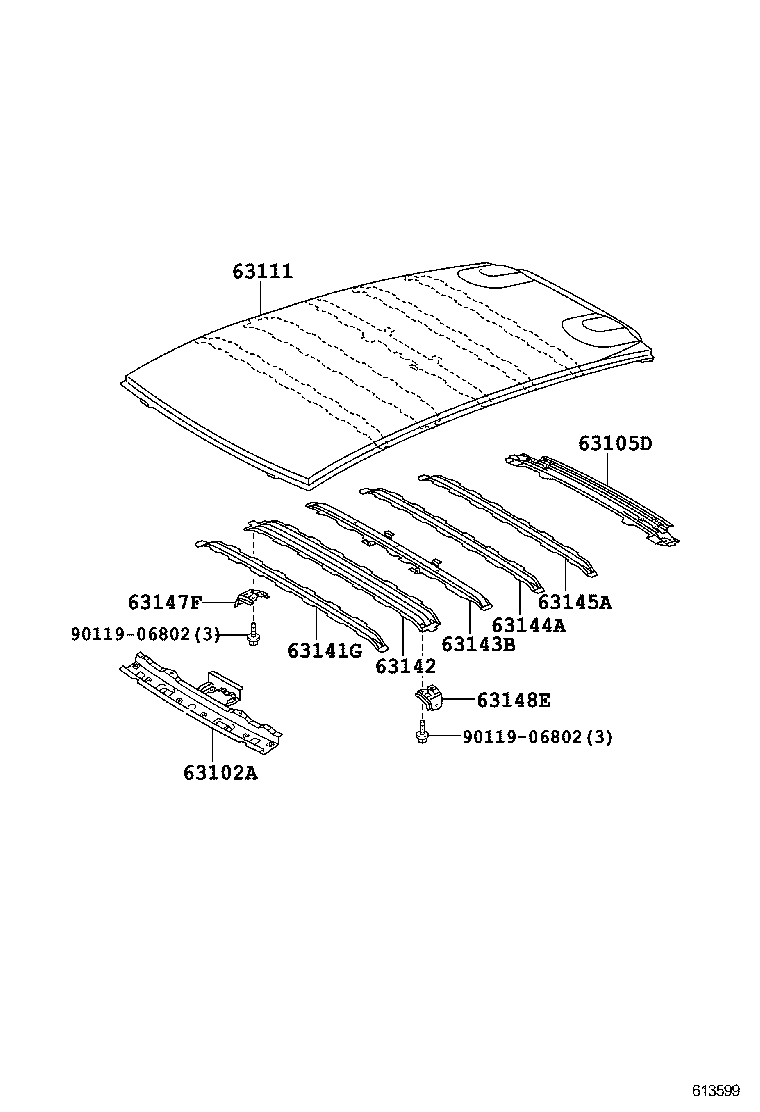 63104-52050 REINFORCEMENT, ROOF PANEL, NO.3 product image
