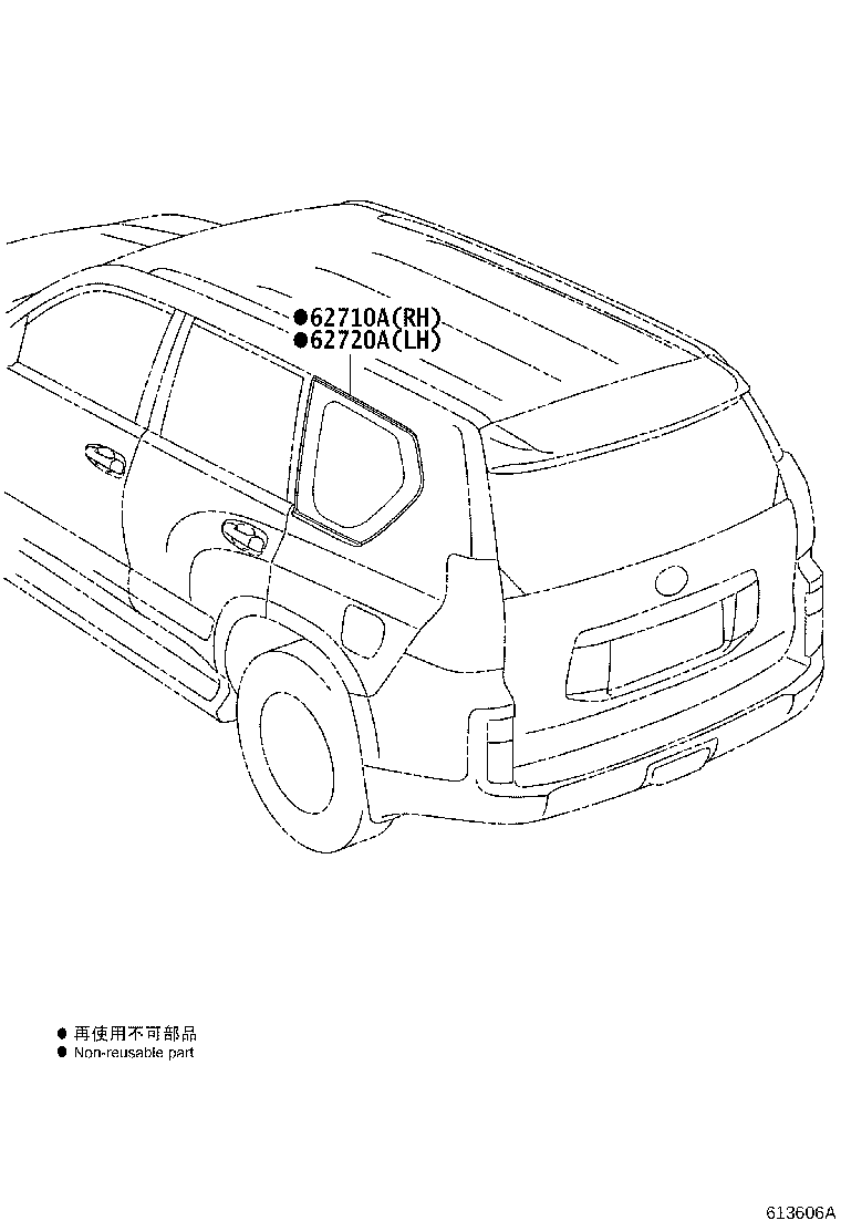 Toyota 62720-60E00 WINDOW ASSY, QUARTER, LH