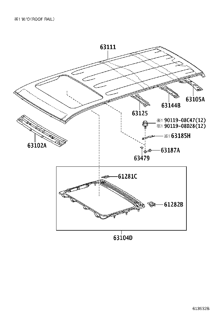 Toyota 63201-60140 GLASS SUB-ASSY, SLIDING ROOF