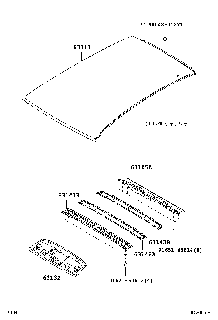 63142-B1040 REINFORCEMENT, ROOF PANEL, NO.2 product image