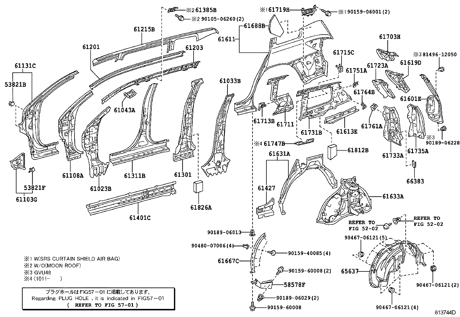Toyota 61202-48901 RAIL SUB-ASSY, ROOF SIDE, LH