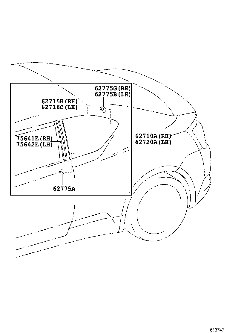 75641-21010 MOULDING, QUARTER WINDOW, RH product image