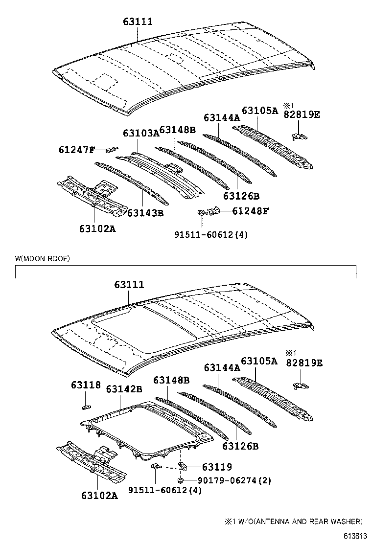 63142-76010 REINFORCEMENT, ROOF PANEL, REAR product image