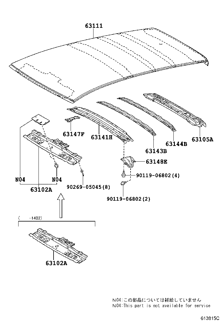 63147-52090 BRACKET, ROOF PANEL REINFORCEMENT, RH product image