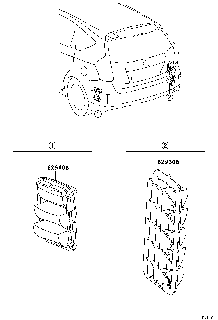 62930-44010 DUCT ASSY, QUARTER VENT, RH product image