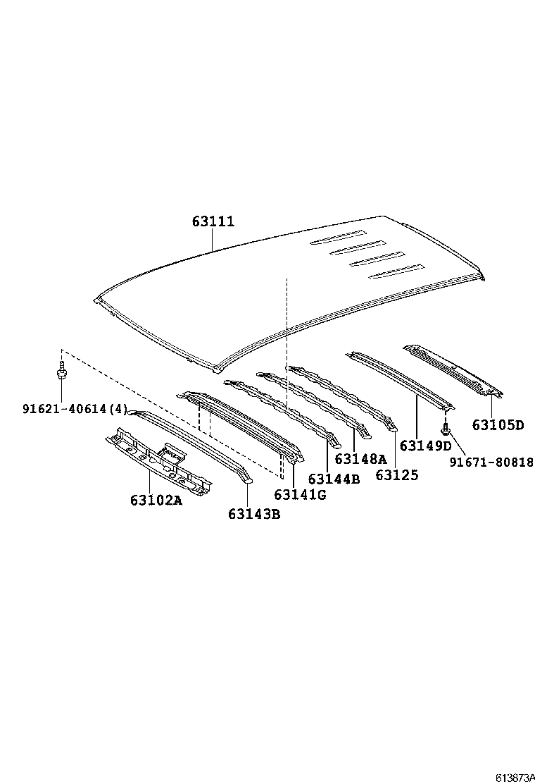63208-52030 REINFORCEMENT, ROOF PANEL, NO.8 product image