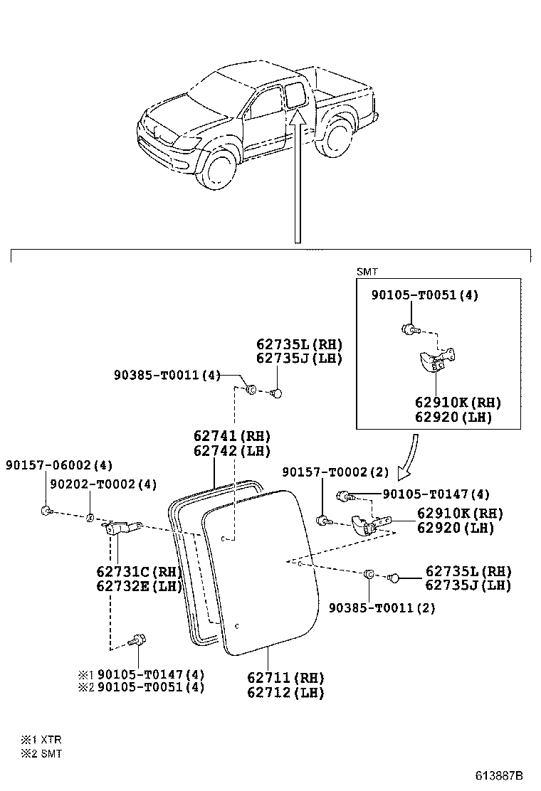Toyota 62910-35021-C0 LOCK ASSY, QUARTER WINDOW, RH