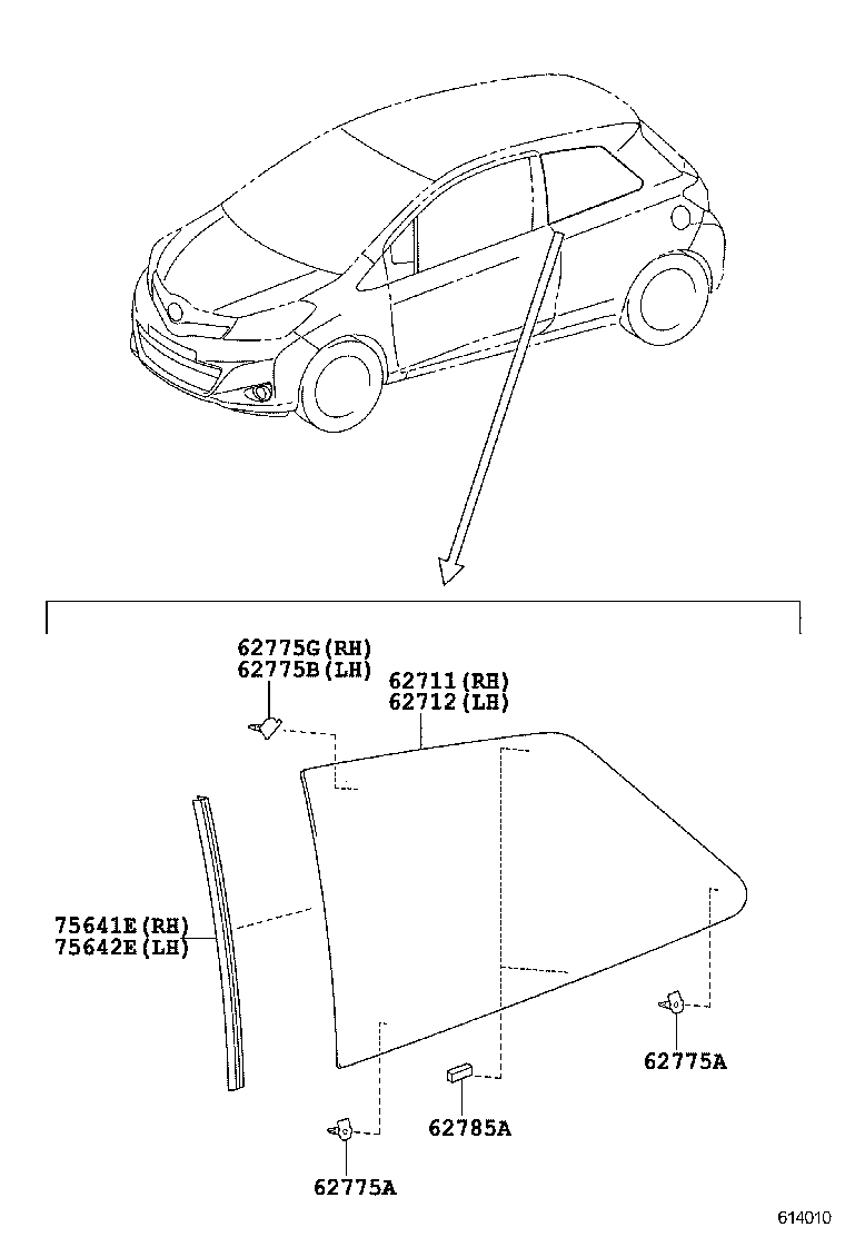 75641-52060 MOULDING, QUARTER WINDOW, RH product image